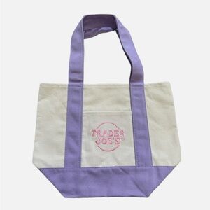 Trader Joe's Purple and Cream Mini Tote Bag